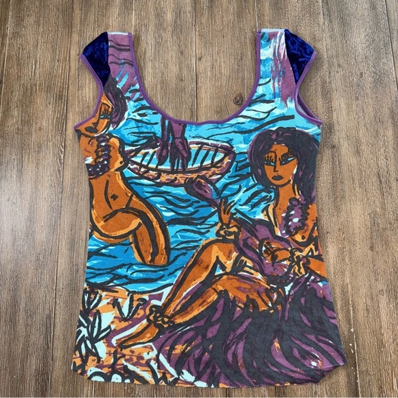 Custo Barcelona Y2K 90s Purple Fitted Graphic Tee S/M Velvet short sleeve RARE - Picture 2 of 10